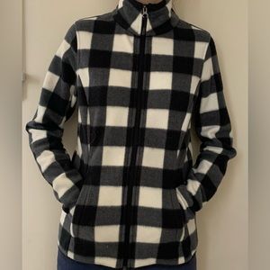 Soft Plaid Zip-up Jacket (black + white, size XS)